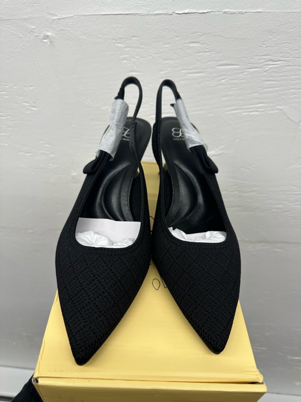 COSYISLAND Bowknot Pointed Toe Heeled Sling back- Low heeled